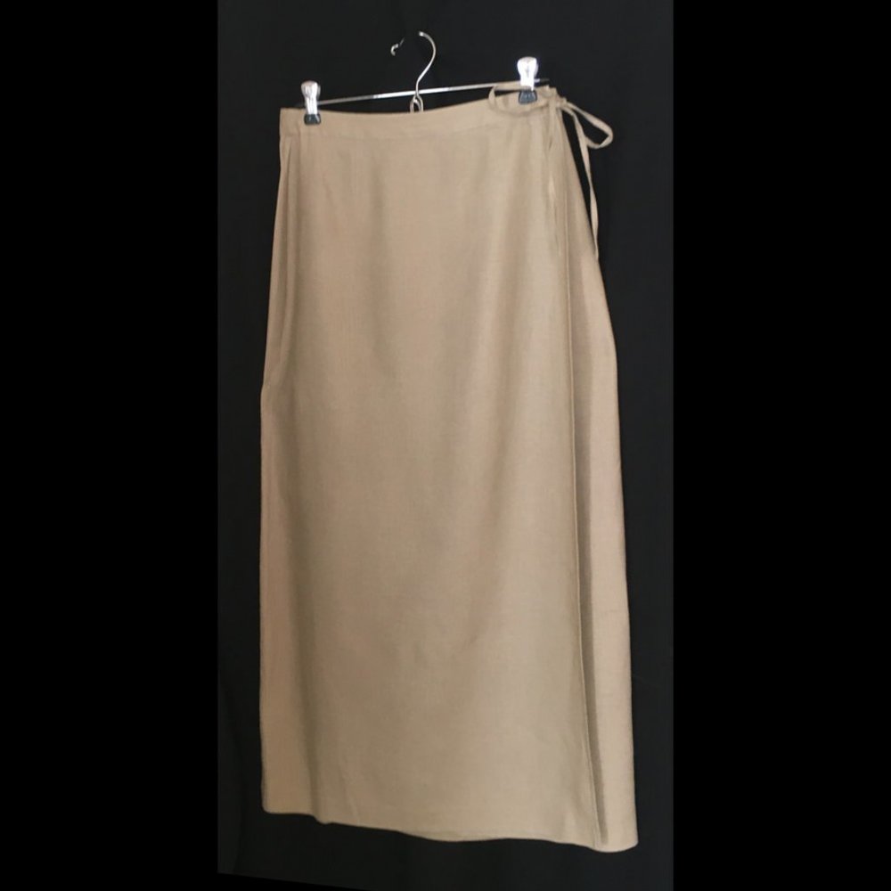 Laura Ashley khaki color wrap skirt. Size 10